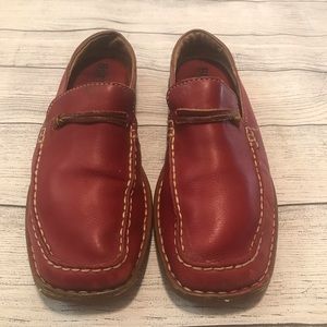 Born Red Leather Loafers Mules Slides Flats Size 7